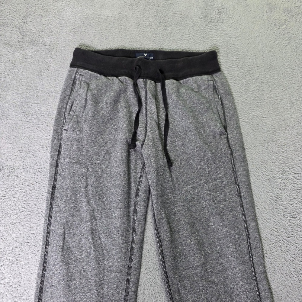 American Eagle Men S Sweatpants Gray Black Ribbed Waist Drawstring Joggers